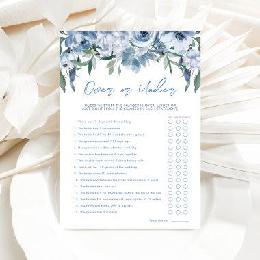 Dusty Blue Over Or Under Bridal Shower Game Invitations