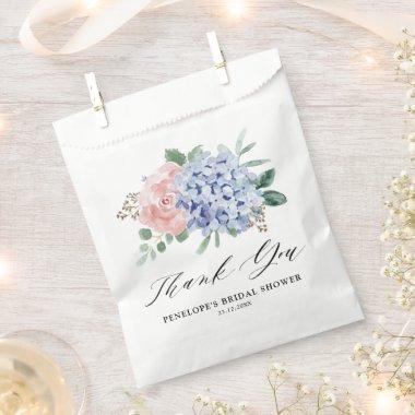 Dusty Blue Pastel Pink hydrangeas  Favor Bag