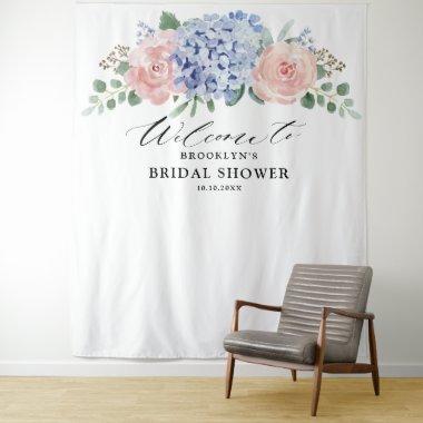 Dusty Blue Pastel Pink hydrangeas Bridal Shower Tapestry