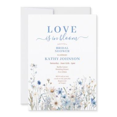 Dusty Blue Pastel Wildflower Bridal Shower Invitations