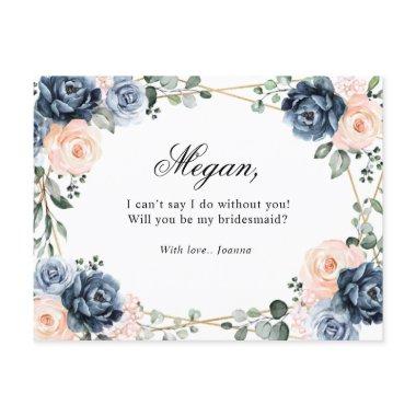 Dusty Blue Peach Blush Will You Be My Bridesmaid P PostInvitations