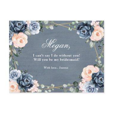 Dusty Blue Peach Blush Will You Be My Bridesmaid Post