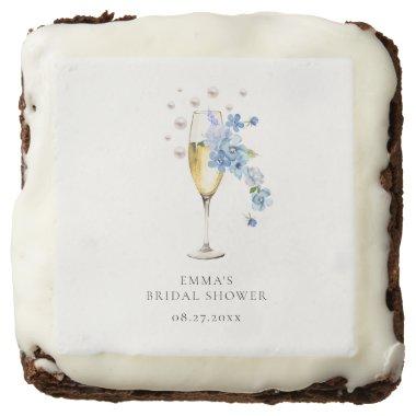 Dusty Blue Pearls & Prosecco  Favor Brownie