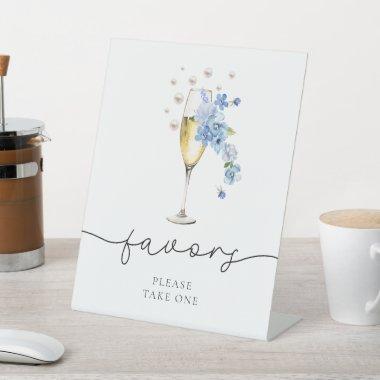 Dusty Blue Pearls & Prosecco  Favors Pedestal Sign