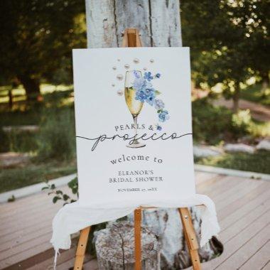 Dusty Blue Pearls & Prosecco Bridal Shower Welcome Foam Board