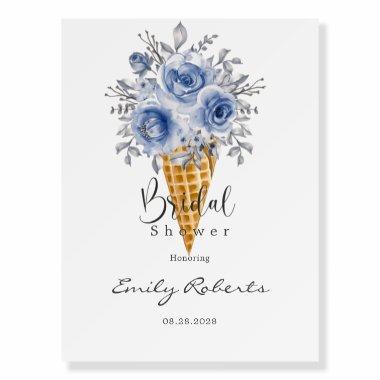 Dusty Blue Peony Ice Cream Cone Bridal Shower Foam Board