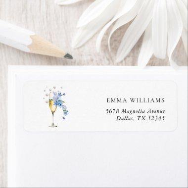 Dusty Blue Prosecco  Return Address Label