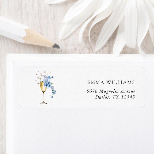 Dusty Blue Prosecco Bridal Shower Return Address Label