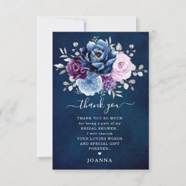 Dusty Blue Purple Lilac Blooms Bridal Shower Thank Thank You Invitations