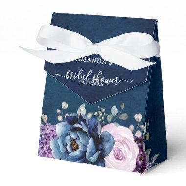 Dusty Blue Purple Navy Lilac Blooms Bridal Shower Favor Boxes