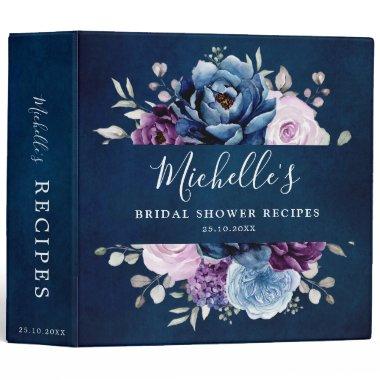 Dusty Blue Purple Navy Lilac  Recipes 3 Ring Binder
