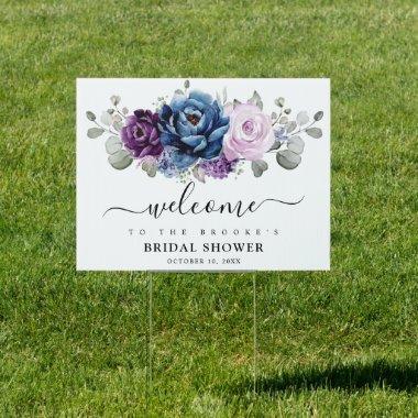 Dusty Blue Purple Navy Lilac Bridal Shower Welcome Sign