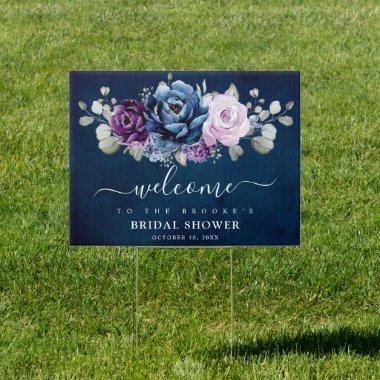 Dusty Blue Purple Navy Lilac Bridal Shower Welcome Sign