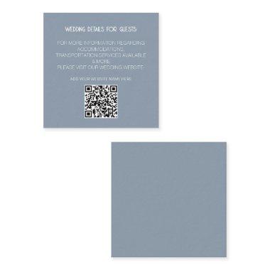 Dusty Blue QR Code Modern Wedding Details Minimal Enclosure