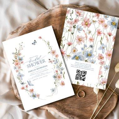 Dusty Blue QR Code Wildflower Garden