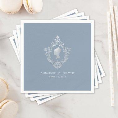 Dusty Blue Regency Lady Ornate Crest  Napkins