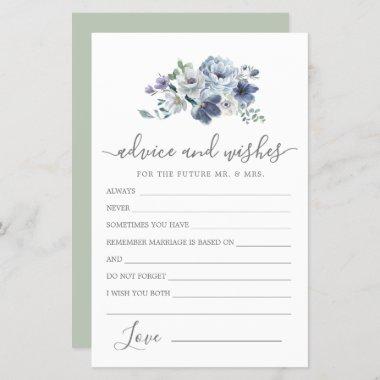 Dusty Blue Rose Floral Advice and Wishes Invitations