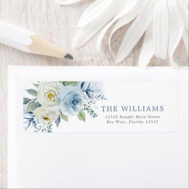 Dusty Blue Rose Floral Return Address Labels