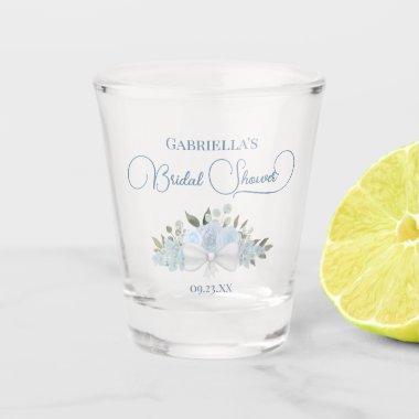 Dusty Blue Roses Bouquet Elegant  Shot Glass