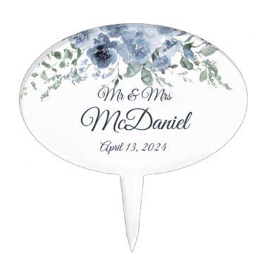 Dusty Blue Roses  Cake Toppers