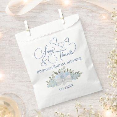 Dusty Blue Roses Love & Thanks  Favor Bag