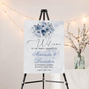 Dusty Blue Sage Painted Peony Bridal Shower Foam Board