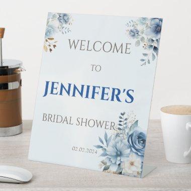 Dusty Blue Scooped Ice Cream  Welcome Pedestal Sign