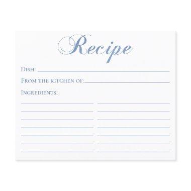 Dusty Blue Script Bridal Shower Recipe Invitations