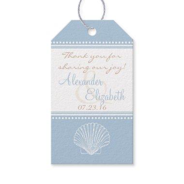 Dusty Blue Seashell Wedding Guest Favor Thank You- Gift Tags