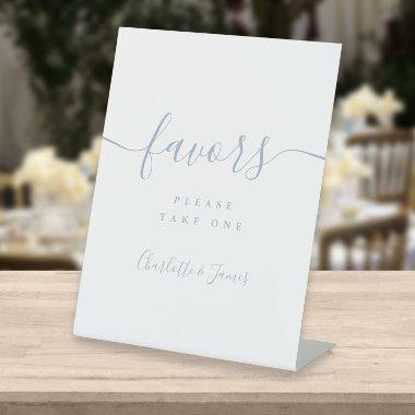 Dusty Blue Signature Script Wedding Favors Table Pedestal Sign