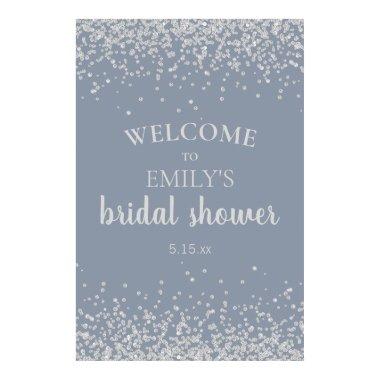 Dusty Blue Silver Confetti  Poster