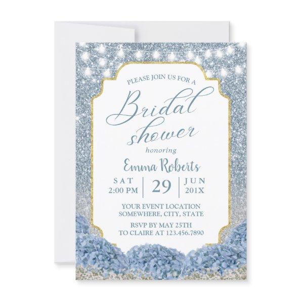 Dusty Blue & Silver Glitter Ombre