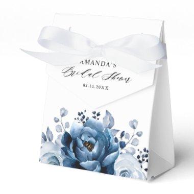 Dusty Blue Slate Navy Botanica Bridal Shower    Favor Boxes