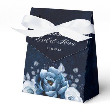Dusty Blue Slate Navy Botanica Bridal Shower    Favor Boxes