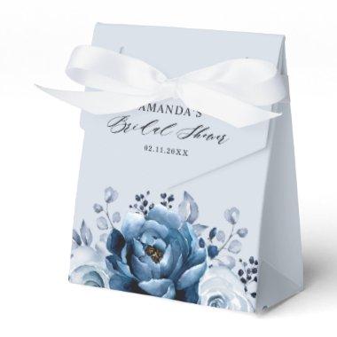 Dusty Blue Slate Navy Botanical Bridal Shower Favor Boxes
