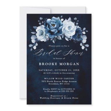 Dusty Blue Slate Navy Botanical Bridal Shower Invi Invitations