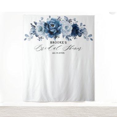 Dusty Blue Slate Navy Botanical Bridal Shower   Tapestry