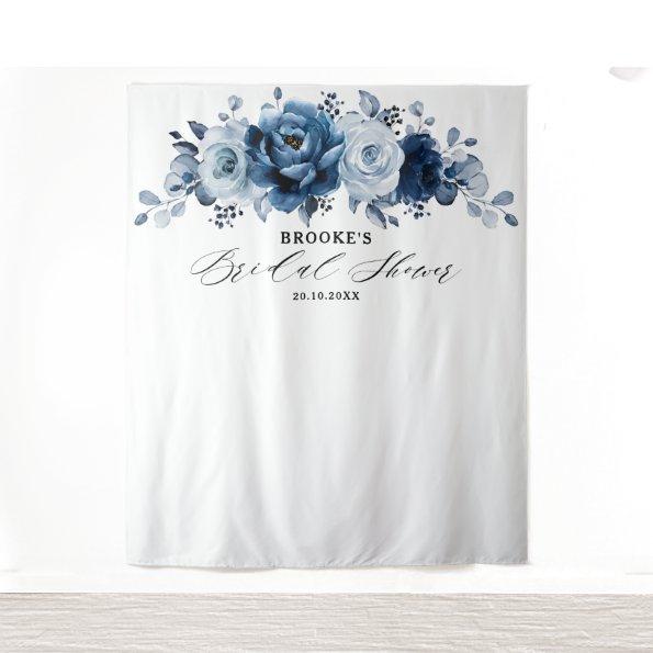 Dusty Blue Slate Navy Botanical    Tapestry