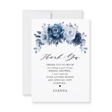 Dusty Blue Slate Navy Botanical Bridal Shower   Thank You Invitations