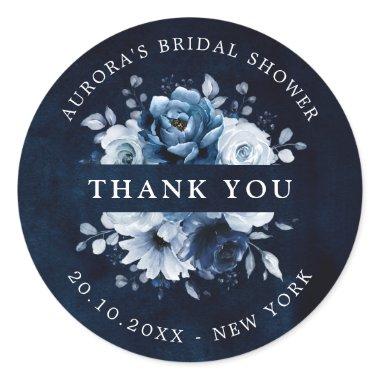 Dusty Blue Slate Navy  Thank you Clas Classic Round Sticker