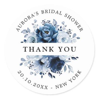 Dusty Blue Slate Navy  Thank you Classic Round Sticker
