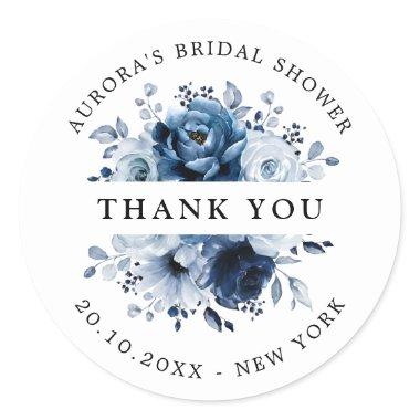 Dusty Blue Slate Navy Bridal Shower Thank you Classic Round Sticker