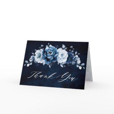 Dusty Blue Slate Navy Bridal Shower Wedding Thank Thank You Invitations