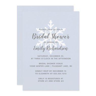 Dusty Blue Snowflake Winter Bridal Shower Invitations