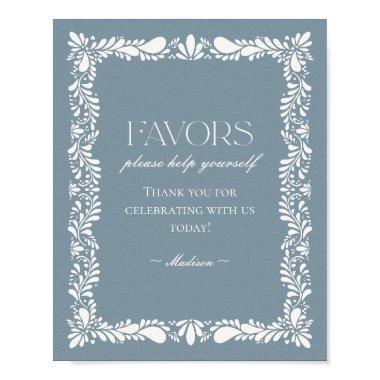 Dusty Blue Talavera Tile Fiesta Favors Sign
