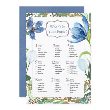 Dusty Blue Tulip Painted Peony Bridal Shower Game Invitations