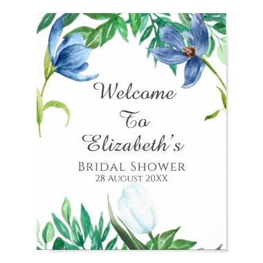 Dusty Blue Tulip Peony Bridal Shower Welcome Sign