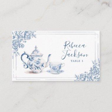 Dusty Blue Victorian Garden Afternoon Tea Place Invitations