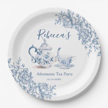 Dusty Blue Victorian Garden  Tea Paper Plates