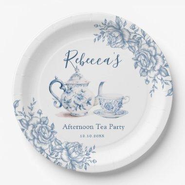 Dusty Blue Victorian Garden Bridal Shower Tea Paper Plates